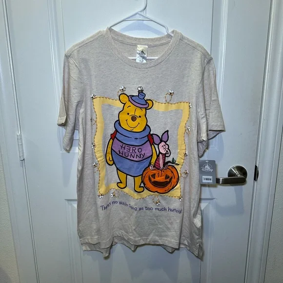 NWT Disney Winnie the Pooh and Piglet Halloween Embroidered T-Shirt for Women - Picture 1 of 12